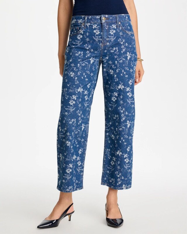 Girlfriend Wide Floral Crop Jeans - image 2